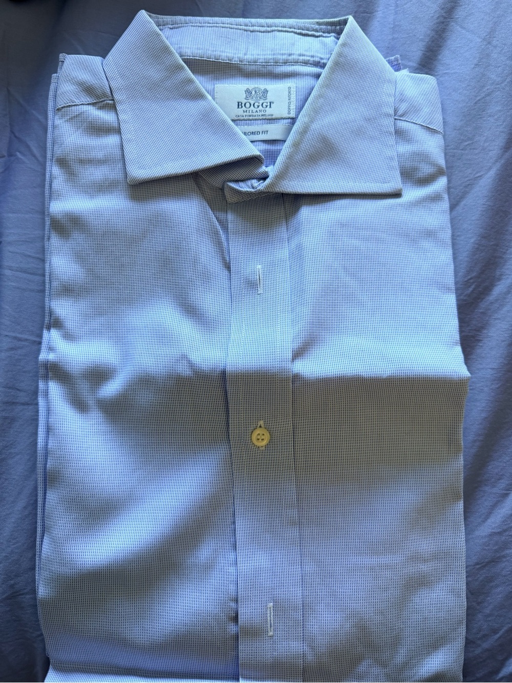 BOGGI Milano Light Blue Men's Dress Shirt - Modern Spread Collar